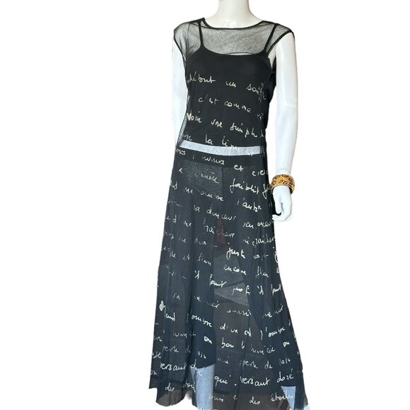 Flawless Silk Semi-Sheer Long Dress Hand-Painted - Picture 3 of 9